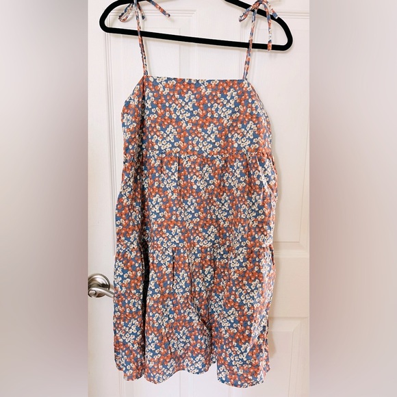 Everlane Dresses & Skirts - Everlane Floral Spaghetti Strap Dress - Blue and Orange Small